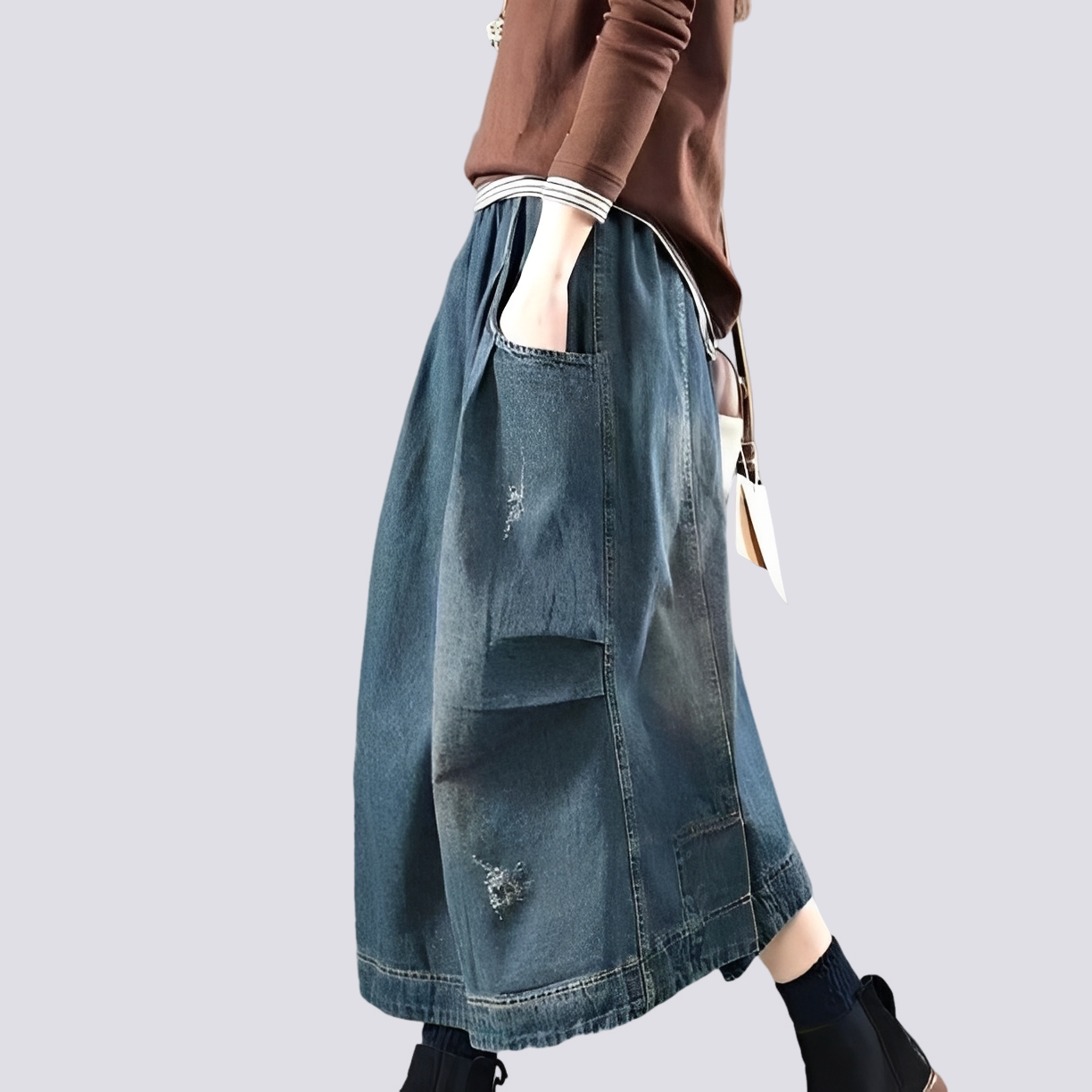 Fiona - Klassischer Patchwork-Jeansrock für Damen