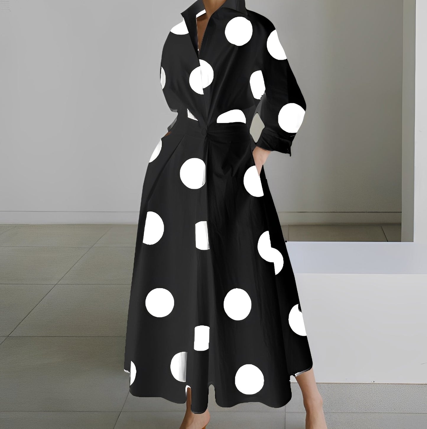 Martha - Elegantes Hemdblusenkleid mit abstraktem Muster für Damen
