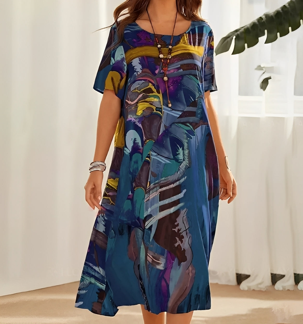 Alexa - Kleid mit schickem Print und weitem Schnitt für Damen