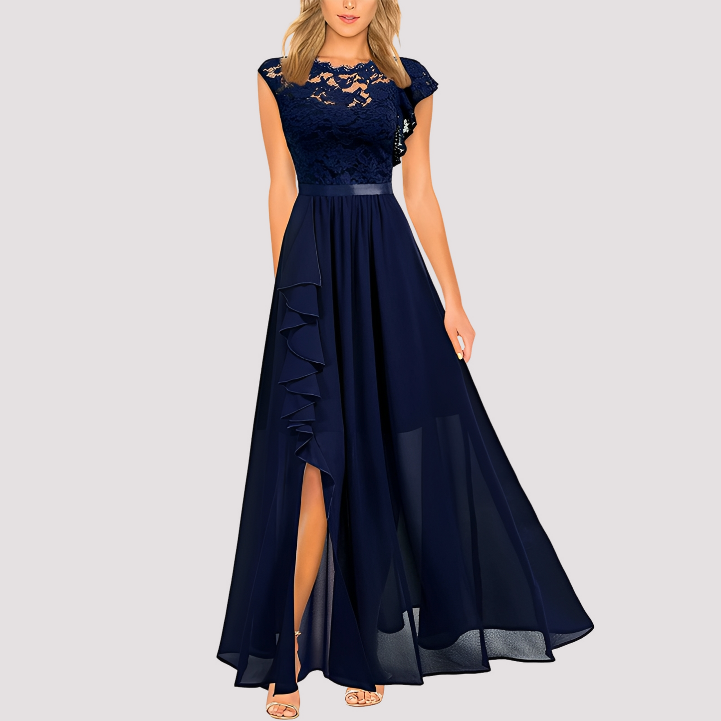 Anne - Elegantes, langes Kleid mit hoher Taille für Damen