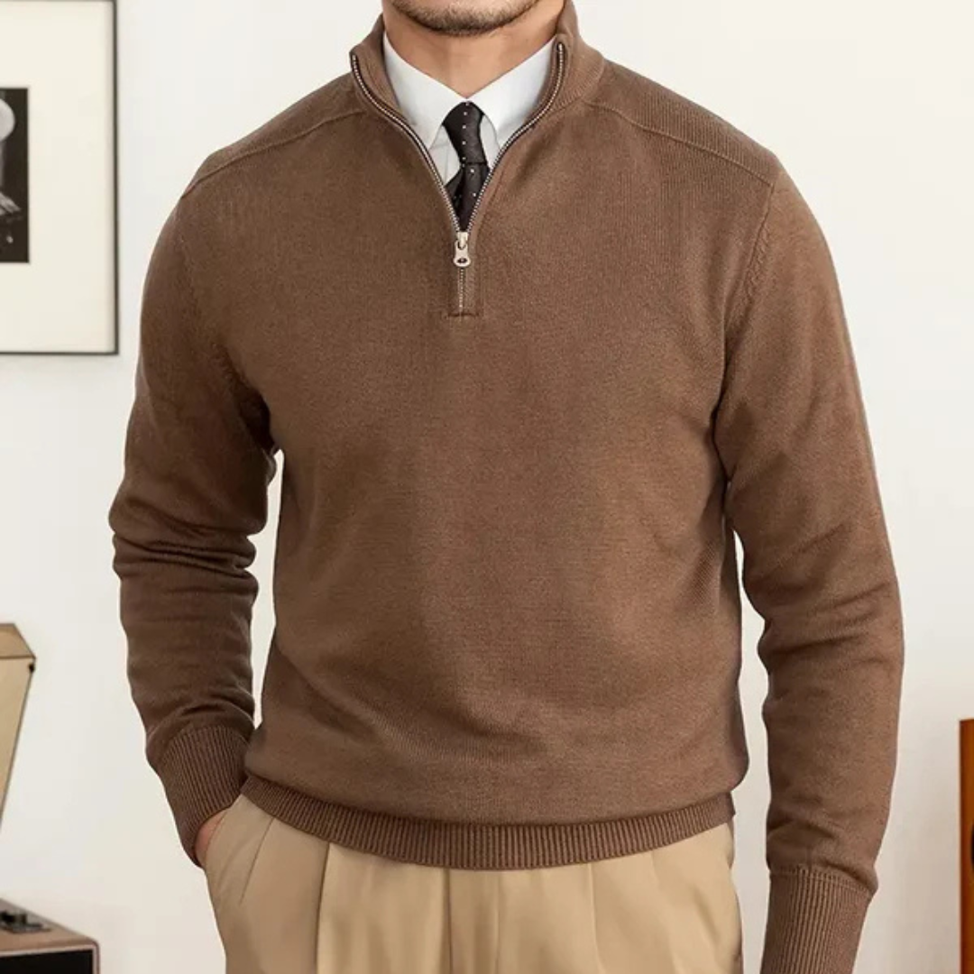 Olivier - Baumwolle Halber Reißverschluss Pullover