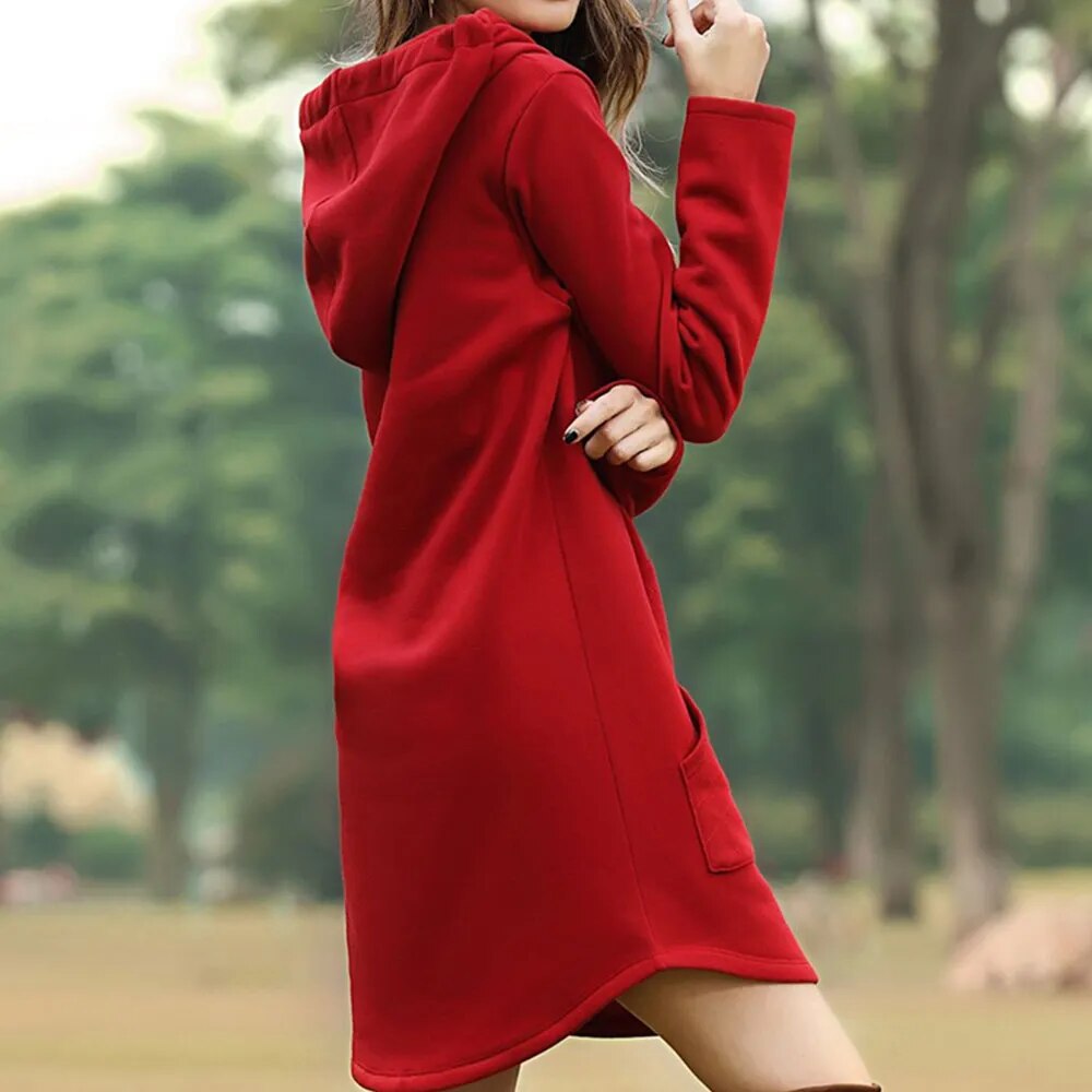 Juris – Langes Kapuzensweatshirtkleid