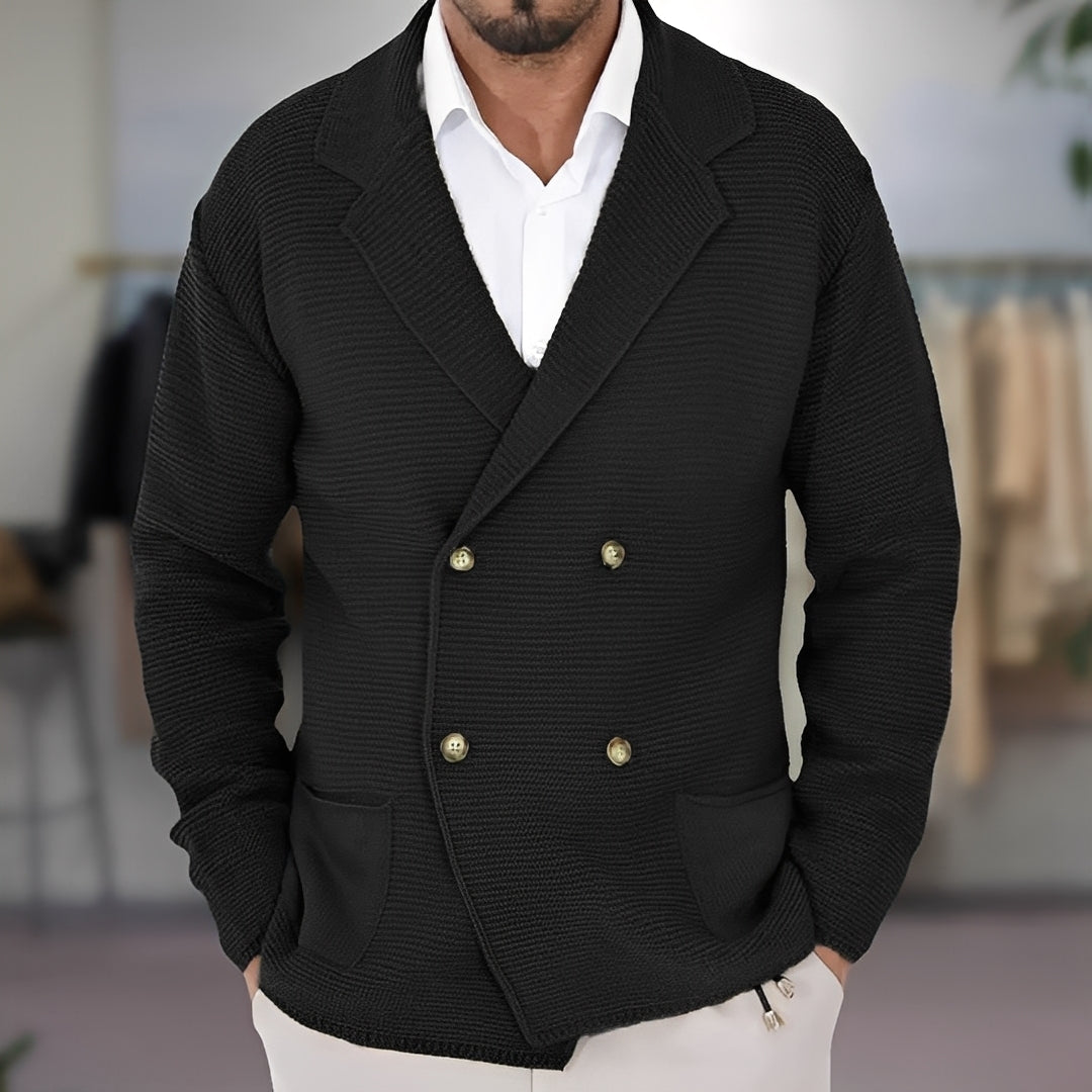 Alfred - Komfortable Herren-Zweireiher-Strickjacke