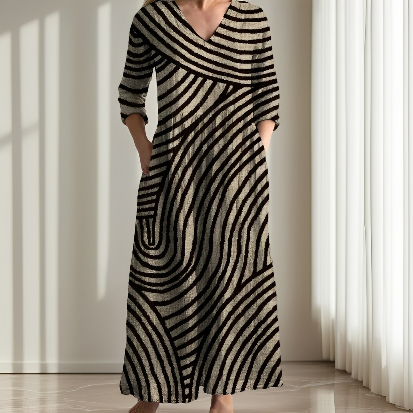 Evelyn - Klassisches gestreiftes Kleid für Damen