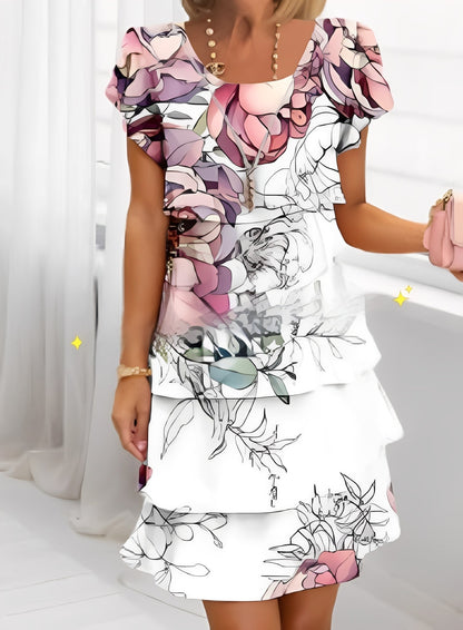 Caroline - Elegantes Kurzarmkleid mit Rüschen für Damen
