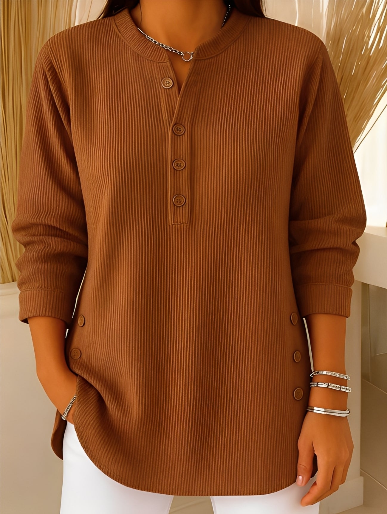 Jocelyn - Komfortabler Damen-Strickpullover mit Knöpfen