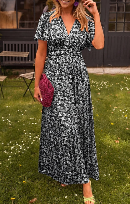 Rachel - Elegantes langes V-Ausschnitt-Kleid für Damen