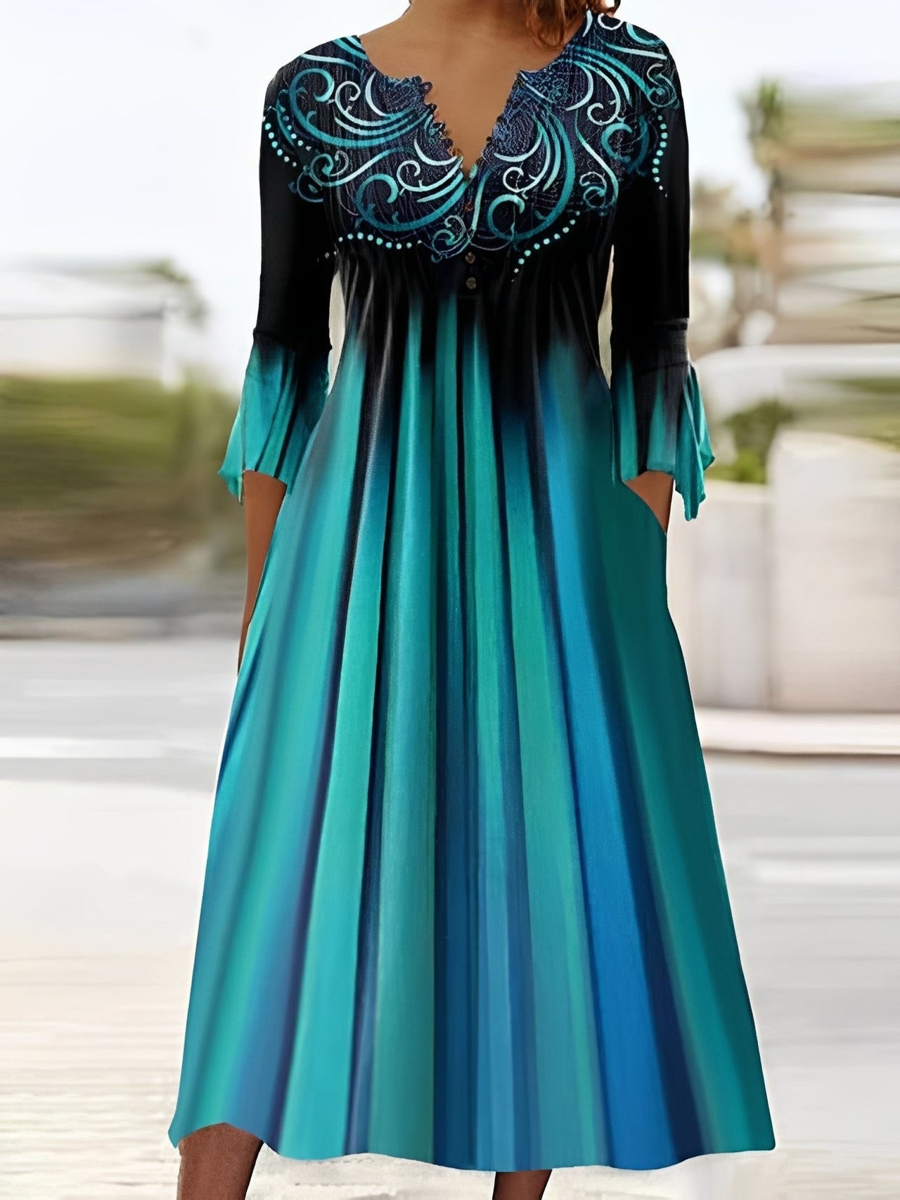 Bonnie - Elegantes Midikleid mit 3/4-Ärmeln für Damen