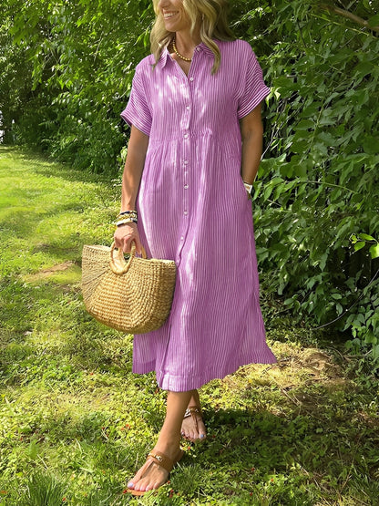 Alana - Lässiges gestreiftes Hemdblusenkleid für Damen
