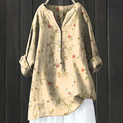 Annie - Elegante geblümte Bluse mit halber Knopfleiste für Damen