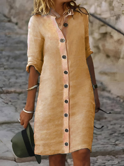 Paula - Lässiges Hemdblusenkleid mit halblangen Ärmeln für Damen