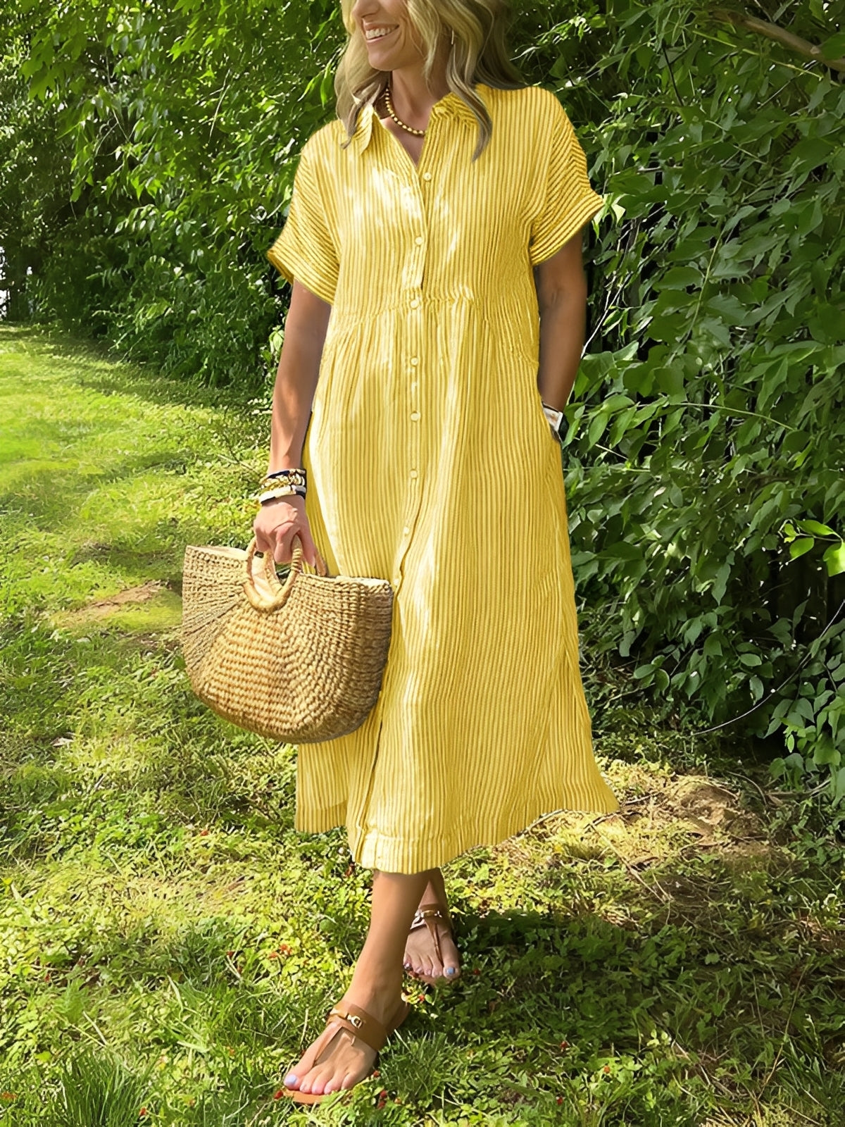 Alana - Lässiges gestreiftes Hemdblusenkleid für Damen