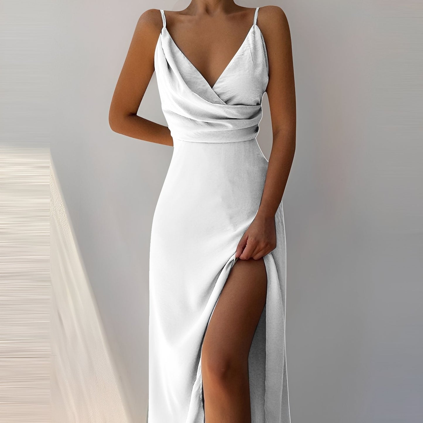 Angela - Elegantes Trägerkleid mit Schlitz für Damen