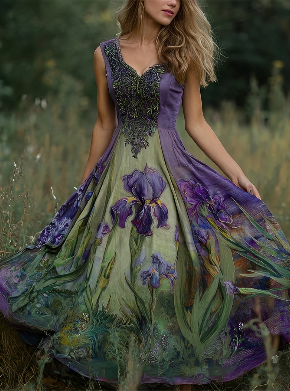 Erica - Elegantes, langes Kleid mit Blumenmuster für Damen