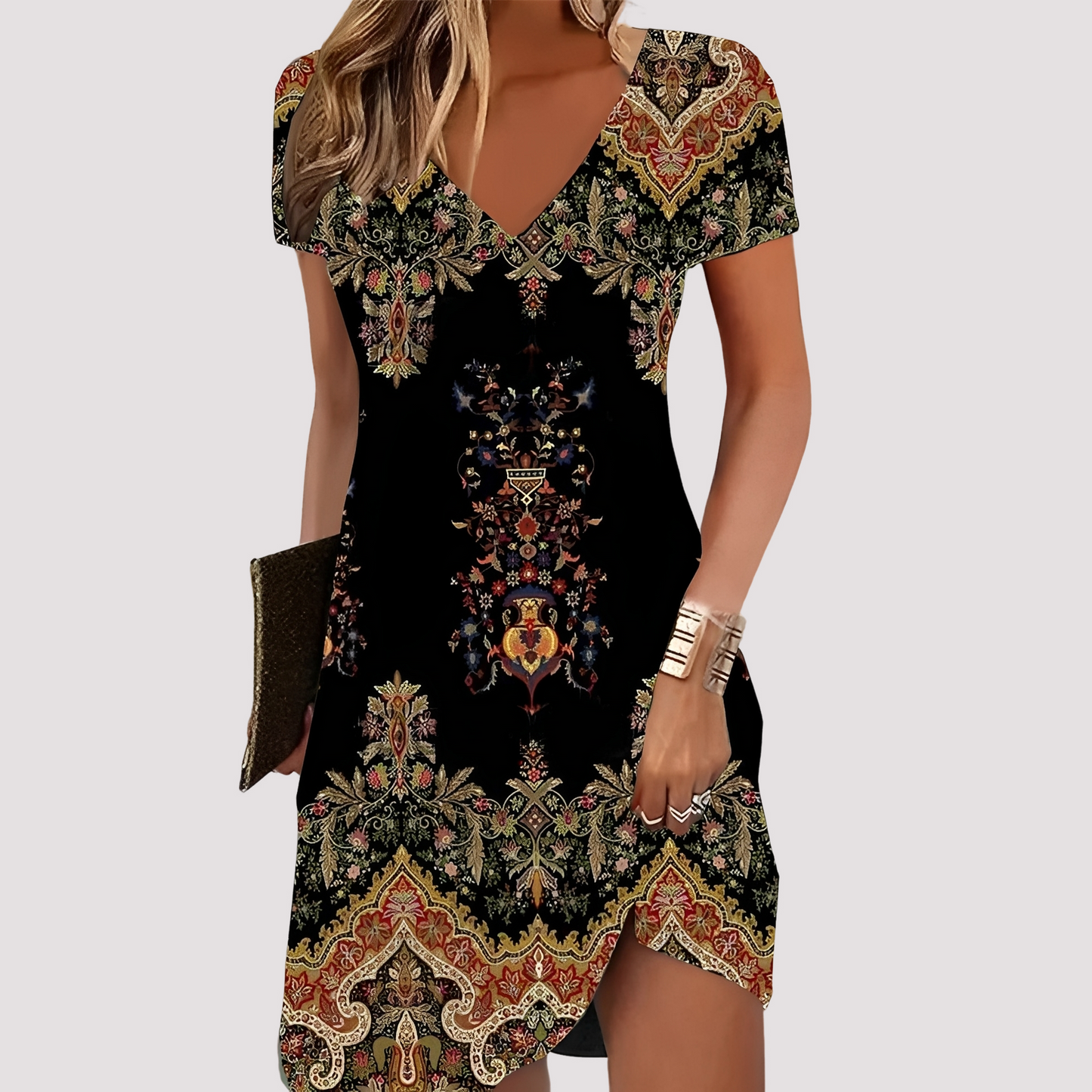 Maggy - Lässiges Boho-Kleid mit V-Ausschnitt für Damen