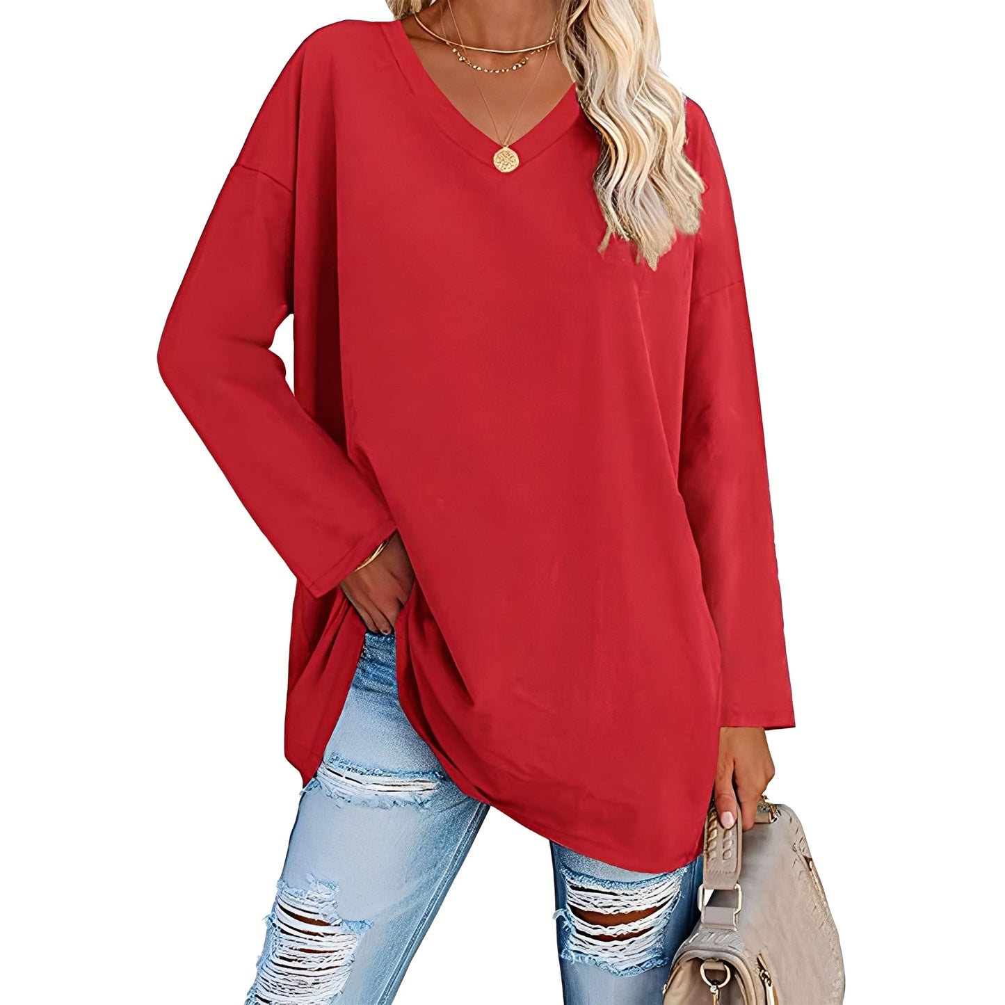 Laëtitia - Elegante, lockere Bluse mit langen Ärmeln für Damen