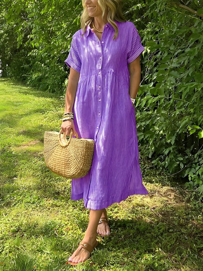 Alana - Lässiges gestreiftes Hemdblusenkleid für Damen