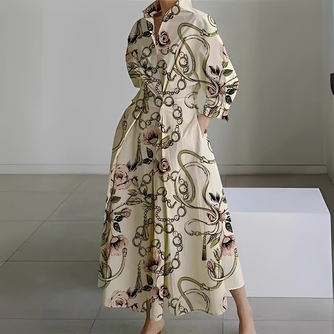 Martha - Elegantes Hemdblusenkleid mit abstraktem Muster für Damen