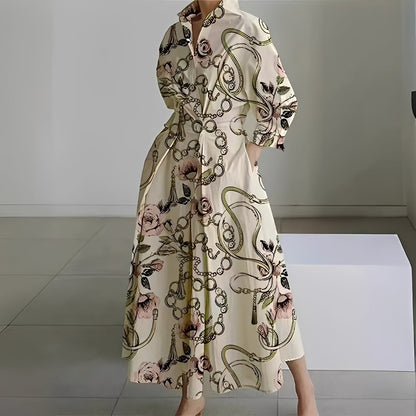 Martha - Elegantes Hemdblusenkleid mit abstraktem Muster für Damen