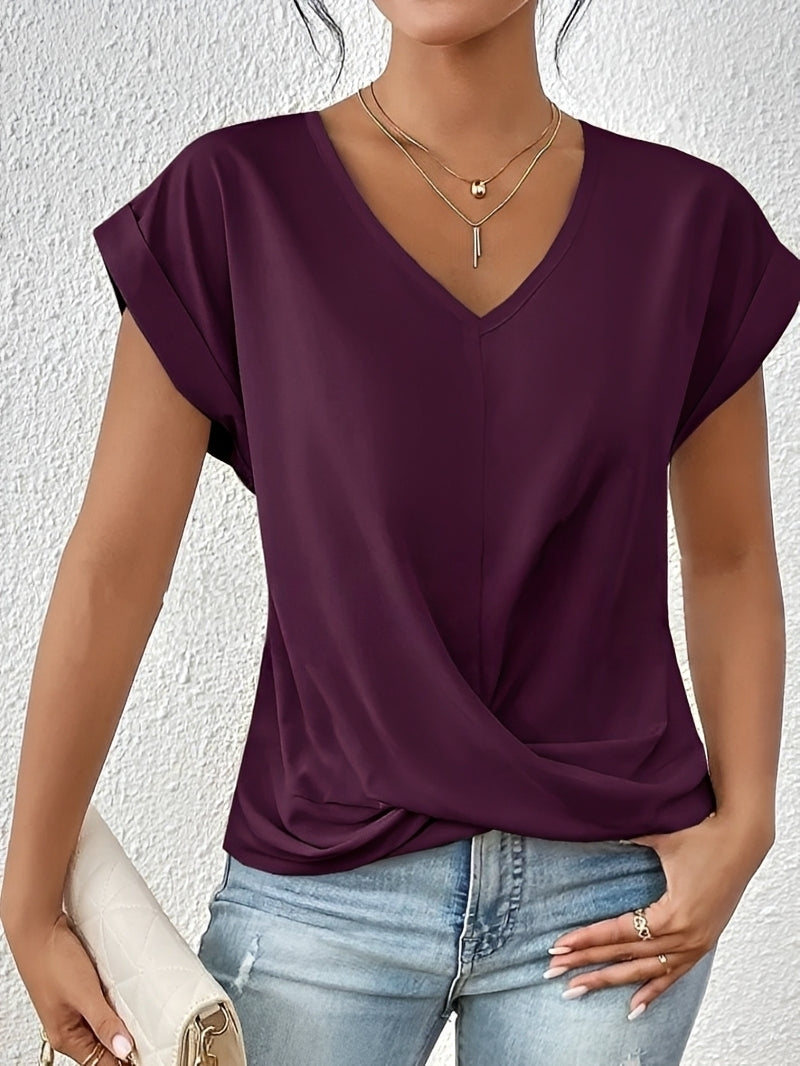 Rachael - Lässige Bluse mit unregelmäßigem V-Ausschnitt für Damen