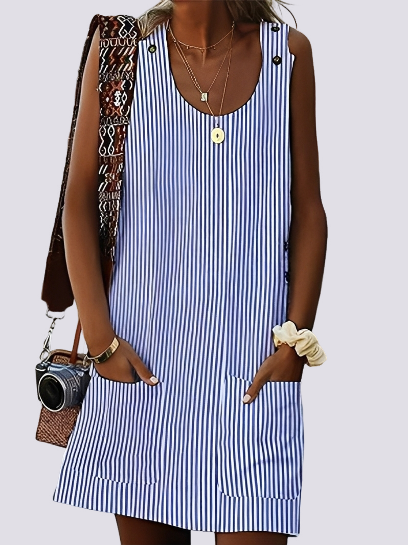 Ashley - Schickes gestreiftes Kleid mit Taschen für Damen