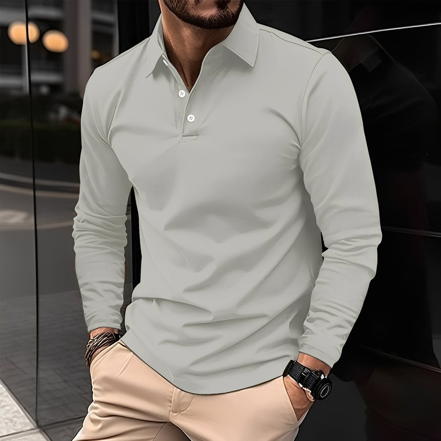 Deacon - Lässiges Langarm-Poloshirt für Herren