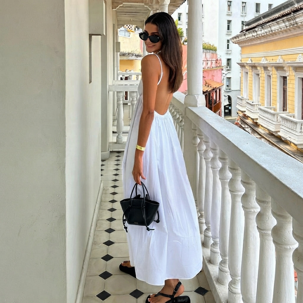 Rhian - Elegantes Kleid mit offenem Rücken