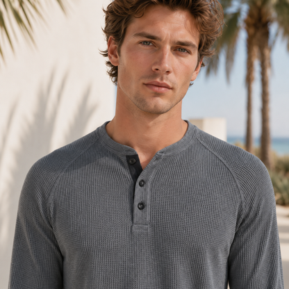 Teifion - Klassisches Waffel-Henley-Shirt