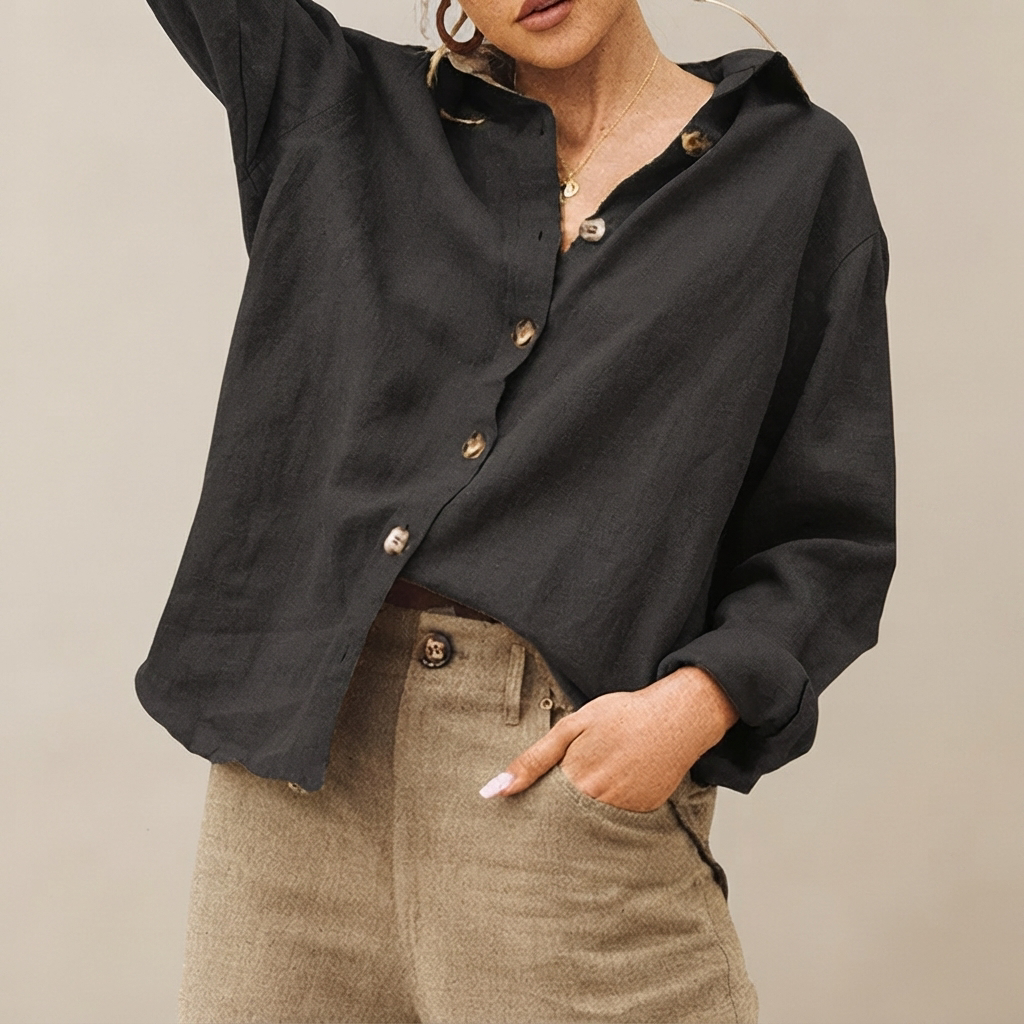 Jordilyn - Locker sitzende Bluse mit Knöpfen