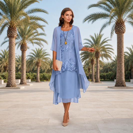 Krystal - Elegantes zweiteiliges Midikleid