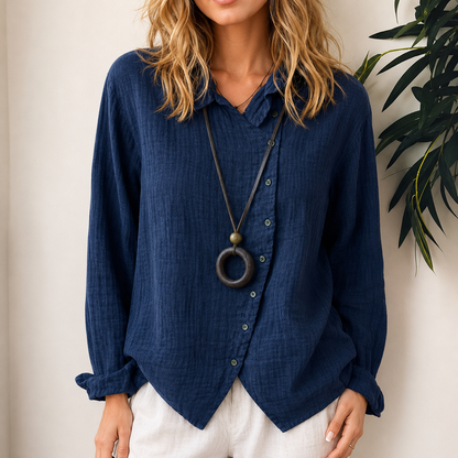 Razieh - Legere Bluse mit Knöpfen