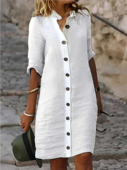 Paula - Lässiges Hemdblusenkleid mit halblangen Ärmeln für Damen