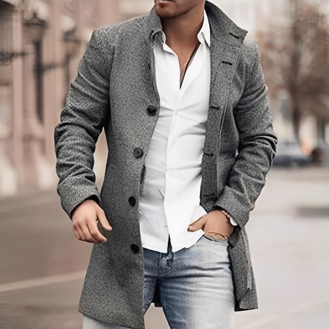Louison - Langer eleganter Mantel mit Knöpfen für Herren