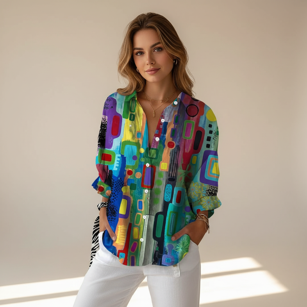 Naeryn - Stilvolles Print-Hemd mit Knopfleiste