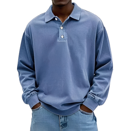 Lothaire - Vintage Langarm-Polo für Herren