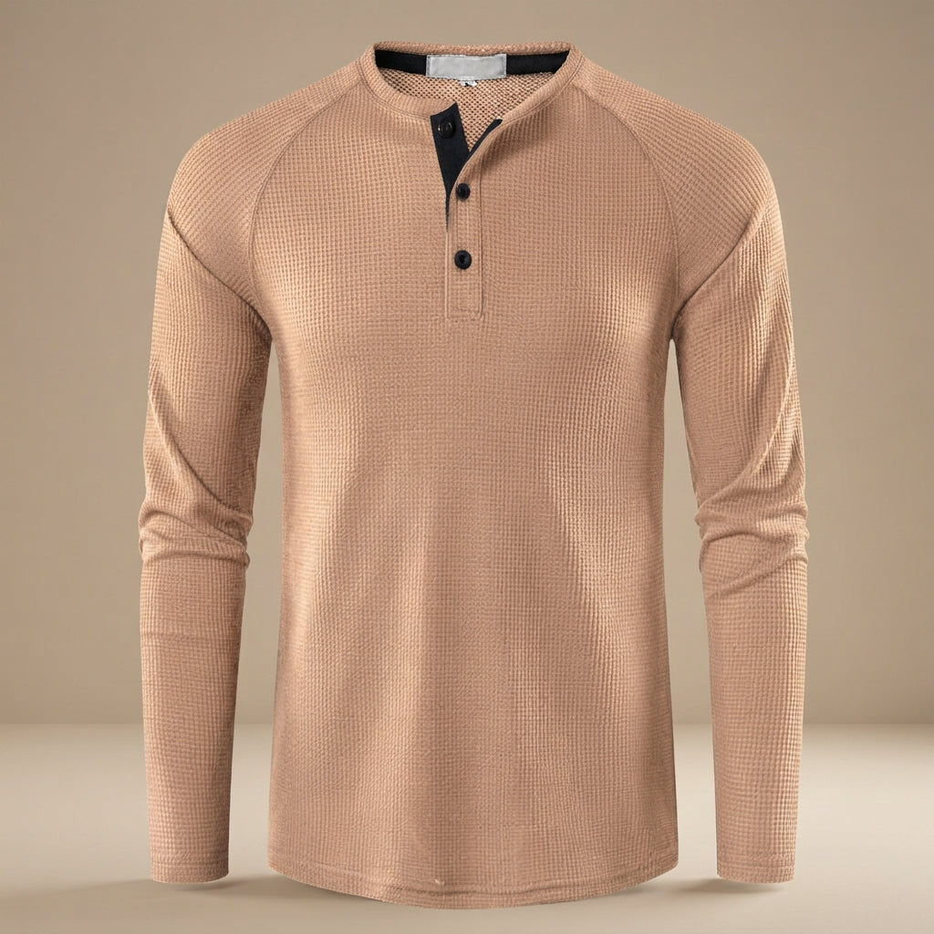 Teifion - Klassisches Waffel-Henley-Shirt
