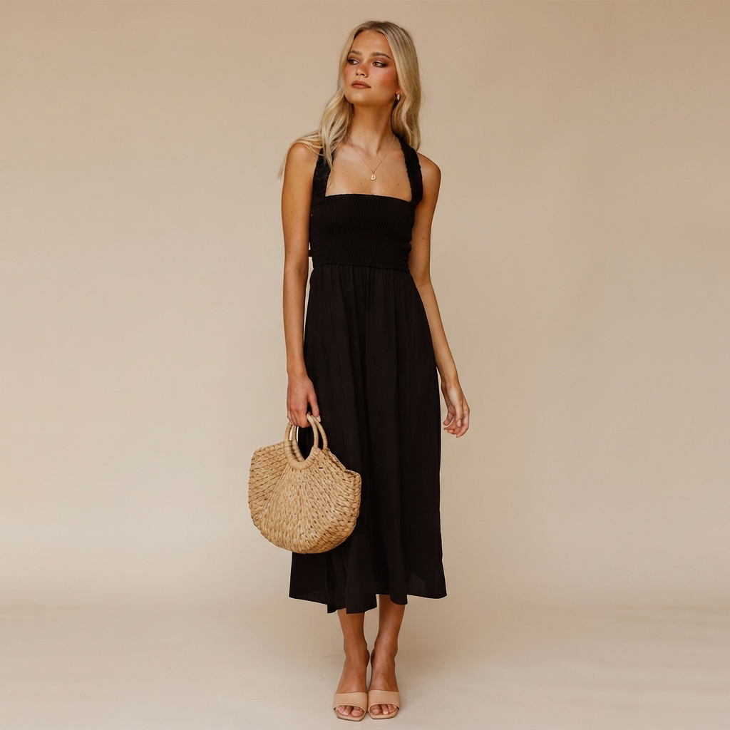 Lena - Elegantes Midikleid mit quadratischem Ausschnitt