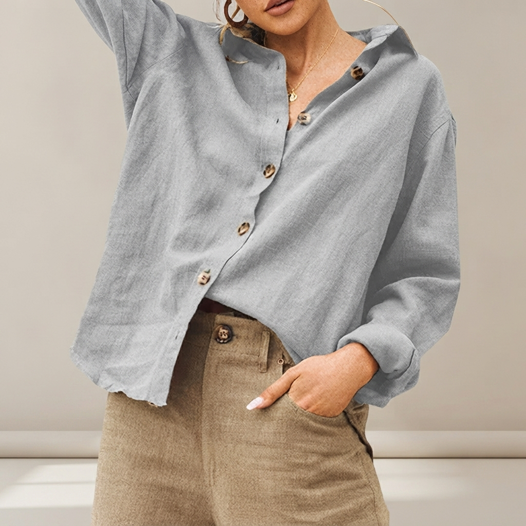 Jordilyn - Locker sitzende Bluse mit Knöpfen
