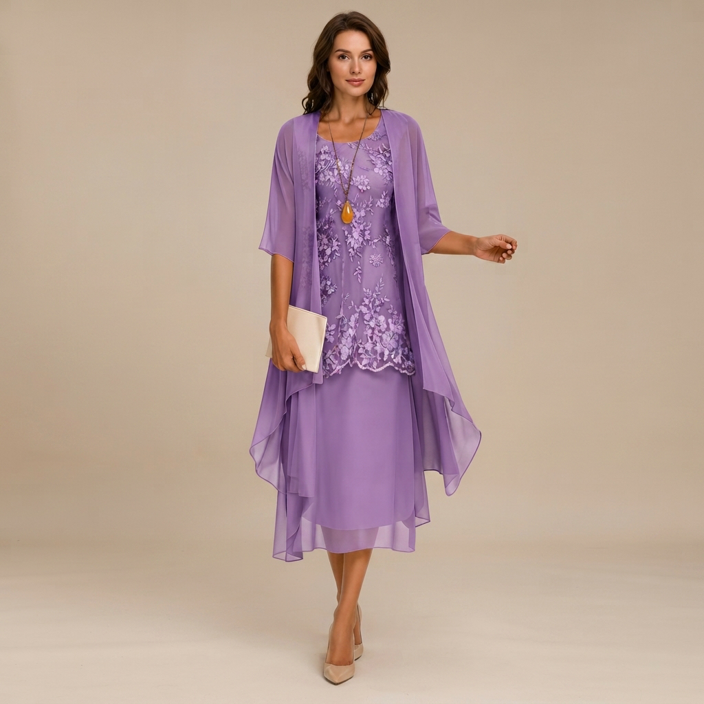 Krystal - Elegantes zweiteiliges Midikleid