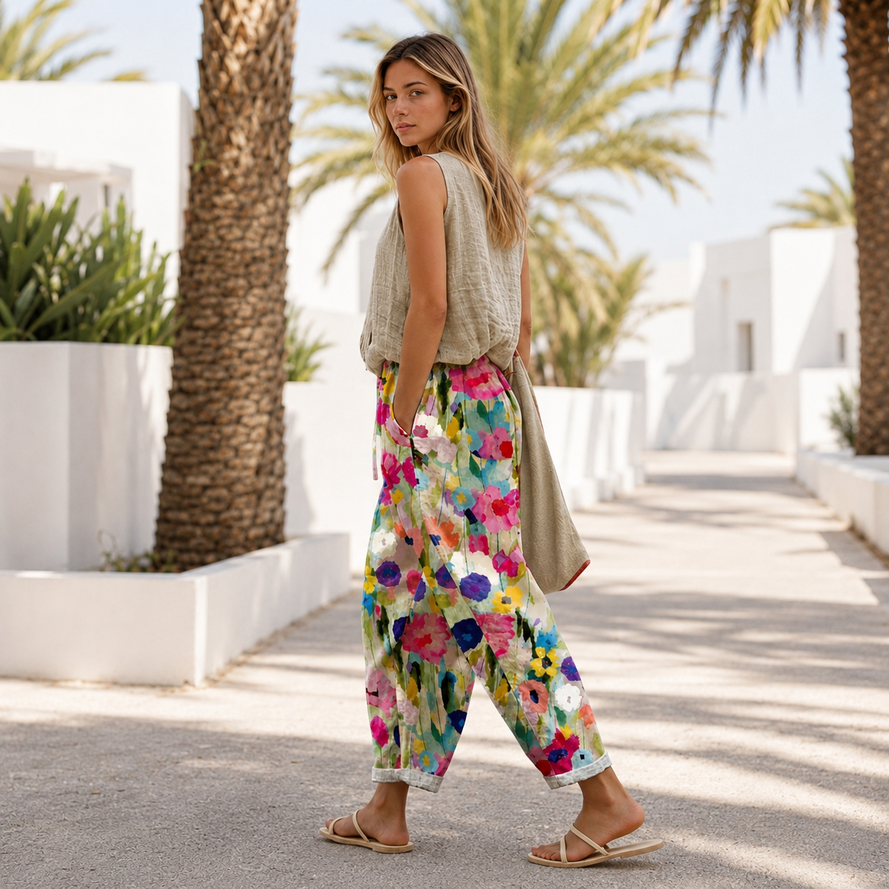 Kheyri - Leichte Hosen mit Blumenmuster