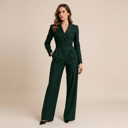 Elnaz - Eleganter Jumpsuit mit V-Ausschnitt und weitem Schnitt