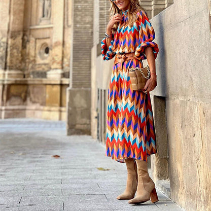 Susan - Weites Kleid mit geometrischem Muster für Damen