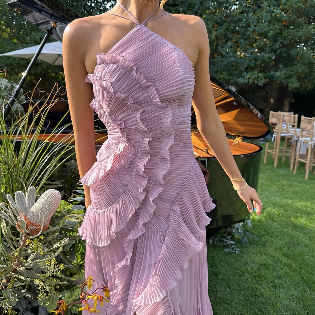 Khatereh - Elegantes Midikleid mit Volants und Neckholder