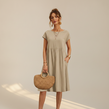 Nubia - Elegantes Midikleid mit Rundhalsausschnitt