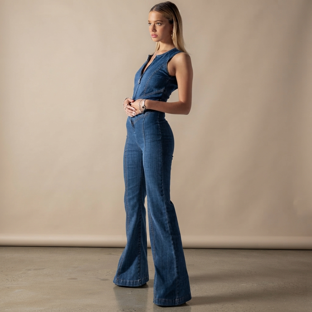 Rebecca - Vintage-Jumpsuit mit Reißverschluss
