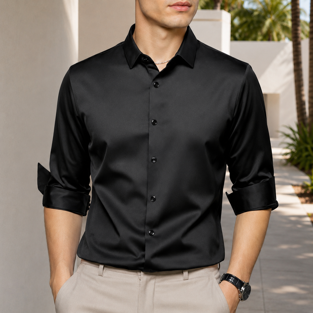 Esmaeel - Lockeres, knitterfreies Poloshirt