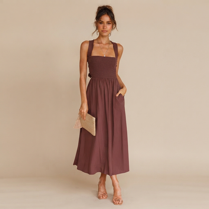 Lena - Elegantes Midikleid mit quadratischem Ausschnitt