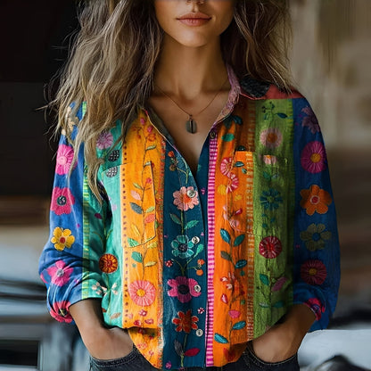 Roselyne - Weite Bluse mit elegantem Muster für Frauen