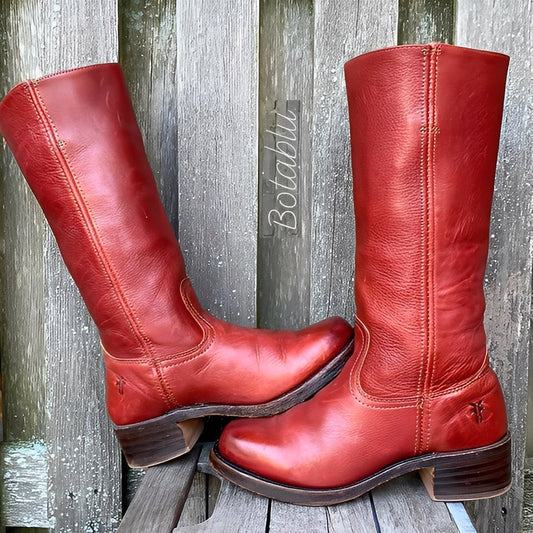 Lauryne - Damen hohe Lederstiefel mit Absatz