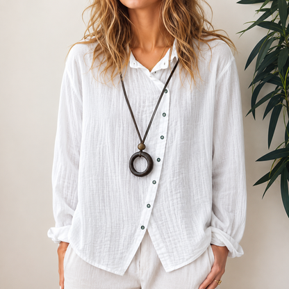 Razieh - Legere Bluse mit Knöpfen